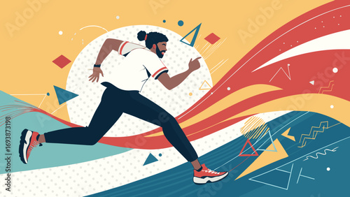Vector Illustration of a Running Man in Action.