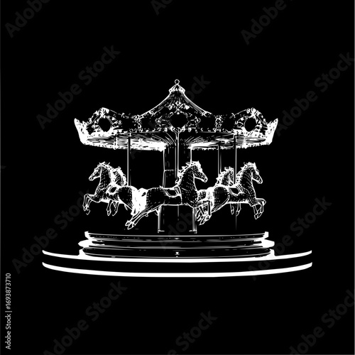 Step right up and relive the magic of childhood with this enchanting carousel illustration, share the joy now