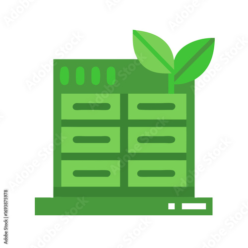 Sustainable Data Management and Green Technology Concept with Server and Leaf