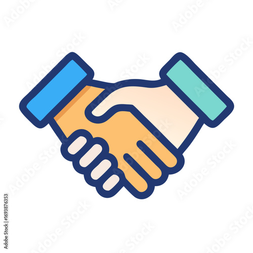 Stylized handshake illustration depicting agreement, partnership and collaboration on a clean black background