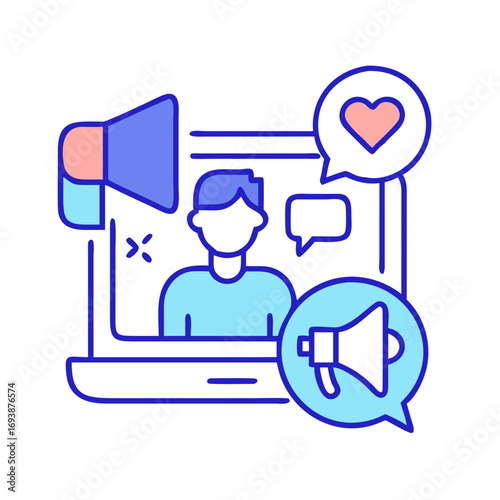 Digital marketing campaign promoting content on social media through engaging online strategies