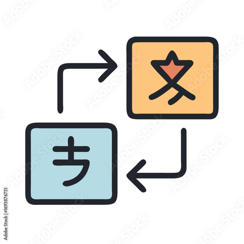 Digital Translation Icon Representing Language Conversion and Global Communication Processes