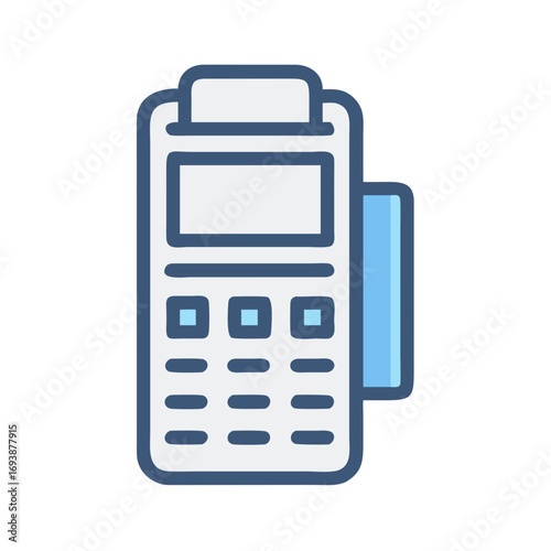Stylized payment terminal icon with card slot for financial transactions and electronic payments