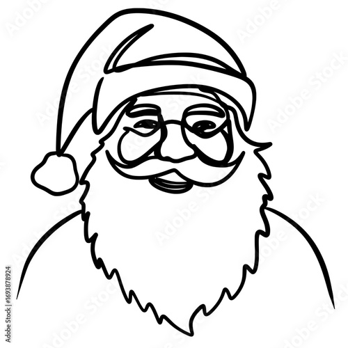 Santa Claus Waving Hand Christmas Coloring Page Vector Line Art