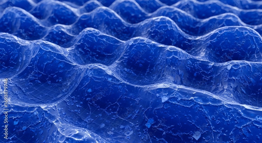 Obraz premium Blue textured wavy liquid surface with grid lines