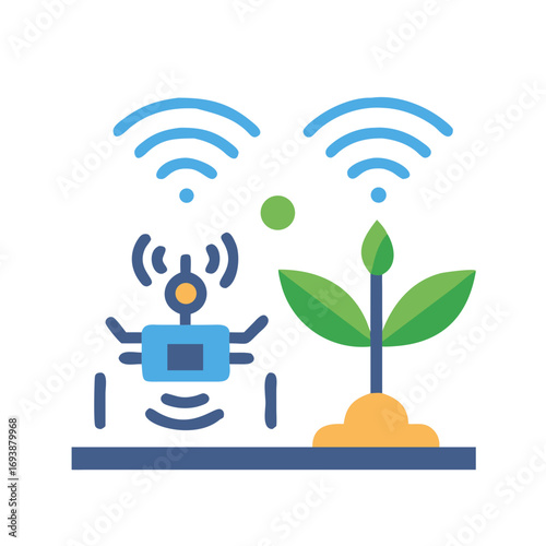Smart Agriculture: Wireless Agricultural Robot Monitoring Plant Growth with Sensors in a Flat Style