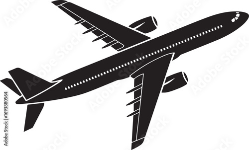 Silhouette of a Passenger Airplane Flying High in the Sky Transportation and Travel Concept