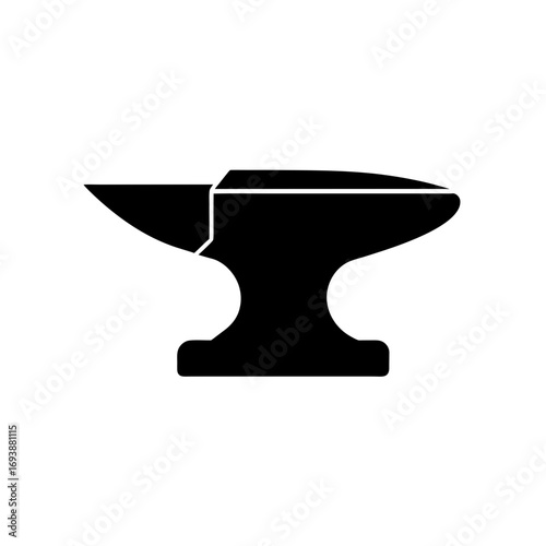 Silhouette of a blacksmith anvil tool icon on transparent background