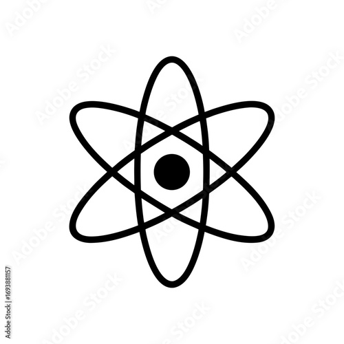 Illustration of a simple atomic structure on transparent background silhouette