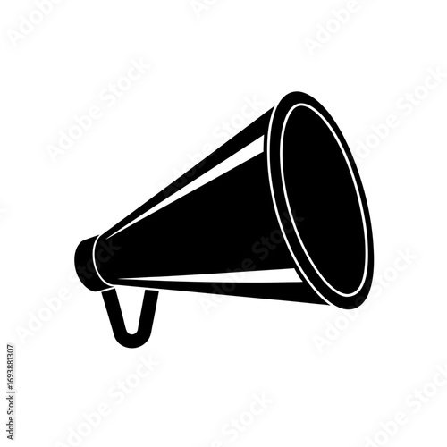 Illustration of a megaphone in black color on transparent background silhouette