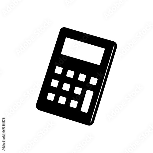Illustration of a black simple calculator on transparent background silhouette