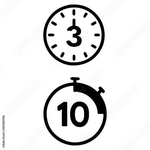 Clock and stopwatch icons showing speed, timing
