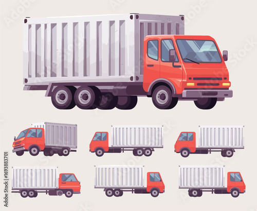 Euro truck with metal container vector 