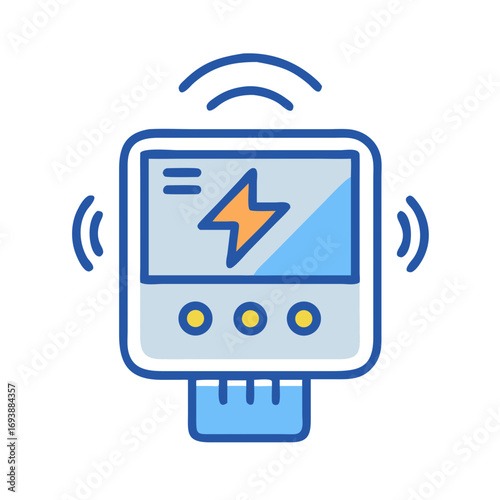 Smart device displaying a lightning bolt symbol, indicative of energy or power monitoring and smart technology