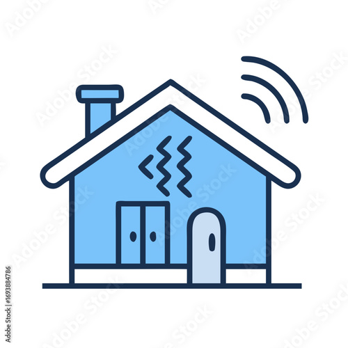 Illustration of a smart home with wifi symbol, showcasing connected technology in a house