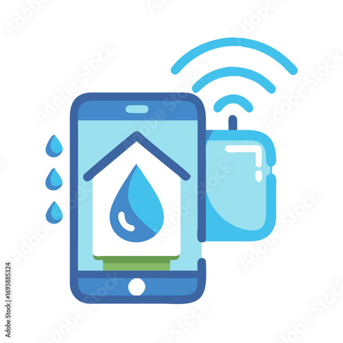 Water management app for smart home system showing water usage and potential leaks