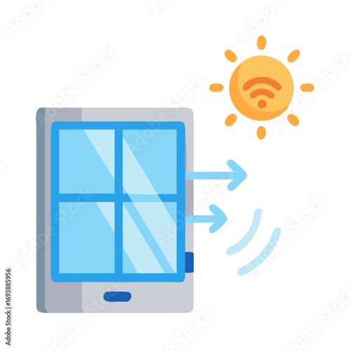 Smart Home Energy Efficiency with Solar Window Panel and Wireless Connectivity to Sunlight