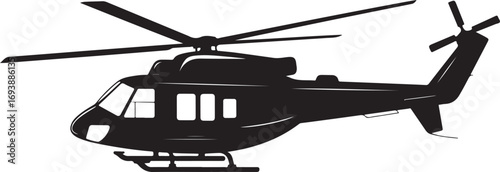 Silhouette of a Helicopter in Flight Against a Transparent Backdrop for Aviation Enthusiasts