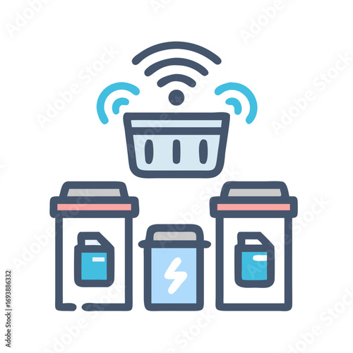 Smart energy management system visual concept with interconnected energy storage and consumption