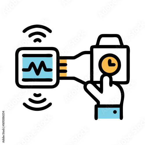 Stylized icon of network communication protocol and data transmission showing a time delay