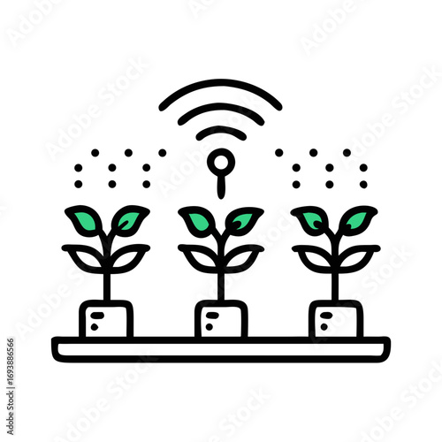Three glowing cat eyes peering from the dark in minimalist design, potted plants concept
