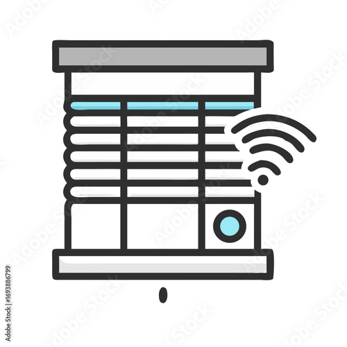 Smart blind vector illustration showcasing a window blind connected to a wireless network