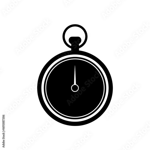 Isolated black stopwatch icon on transparent background silhouette