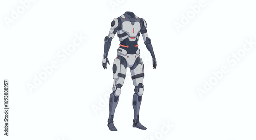 Futuristic Robotic Suit Design A Sleek and Modern Armor Concept for Sci-Fi Illustrations