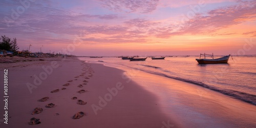 Fototapeta Naklejka Na Ścianę i Meble -  Sunset at the dune beach panorama, dune, dune, sunset, beach, landscape, sea