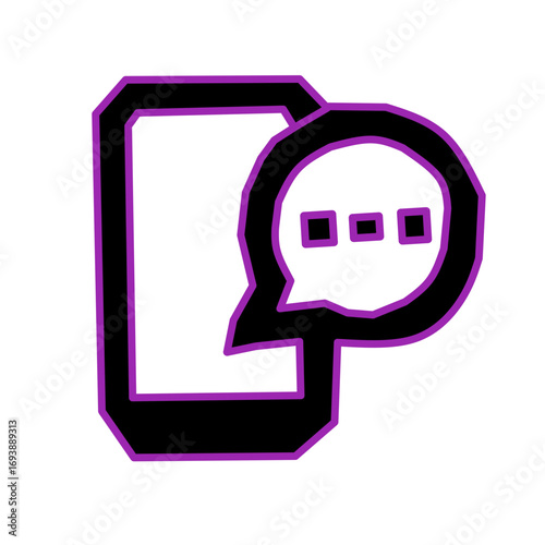 Minimalist Smartphone Chat Icon – Mobile Messaging App Vector