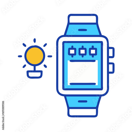 Smartwatch icon with bright sunshine, illustrating health and well-being technology integration for daily life