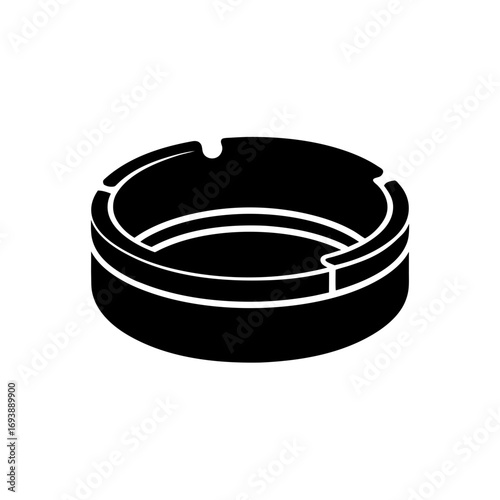 Simple black ashtray drawing on transparent background silhouette