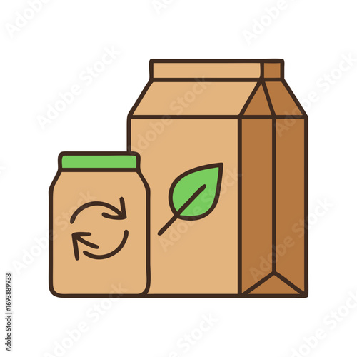 Zero waste and ecology lifestyle concept with reusable jar and box illustration