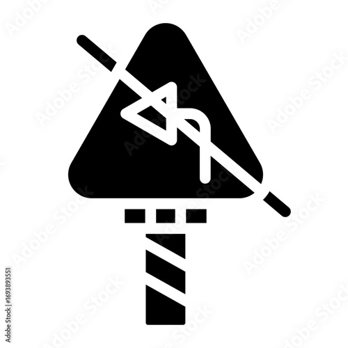 Vector Design No Left Turn Icon Style