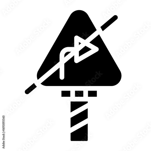 Vector Design No Right Turn Icon Style