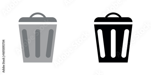 Simple dustbin icon sign illustration vector design set. Black and grey colors.