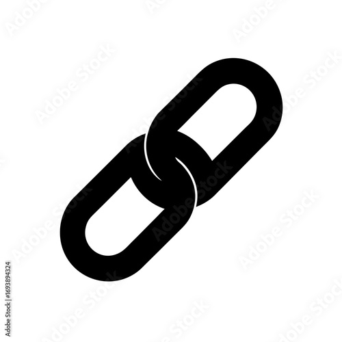 Two connected chain links icon on transparent background silhouette