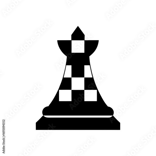 Checkered rook chess piece icon on transparent background silhouette