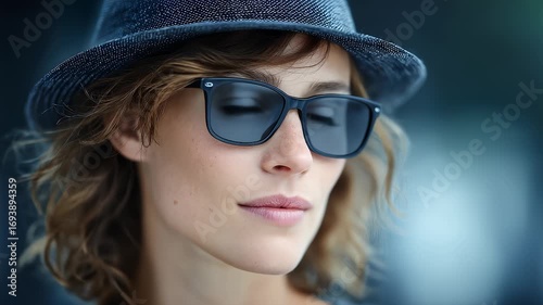 Fashionable woman wearing sunglasses close-up shows exquisiteness
