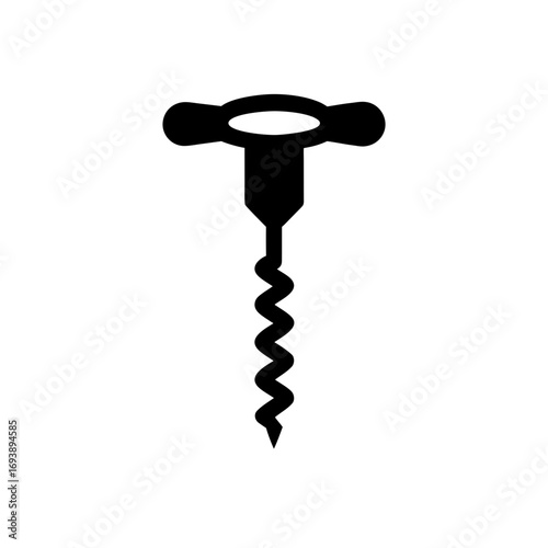 A black and white corkscrew tool on transparent background silhouette