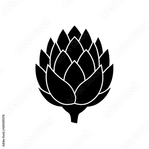 Silhouette of an artichoke bud on transparent background