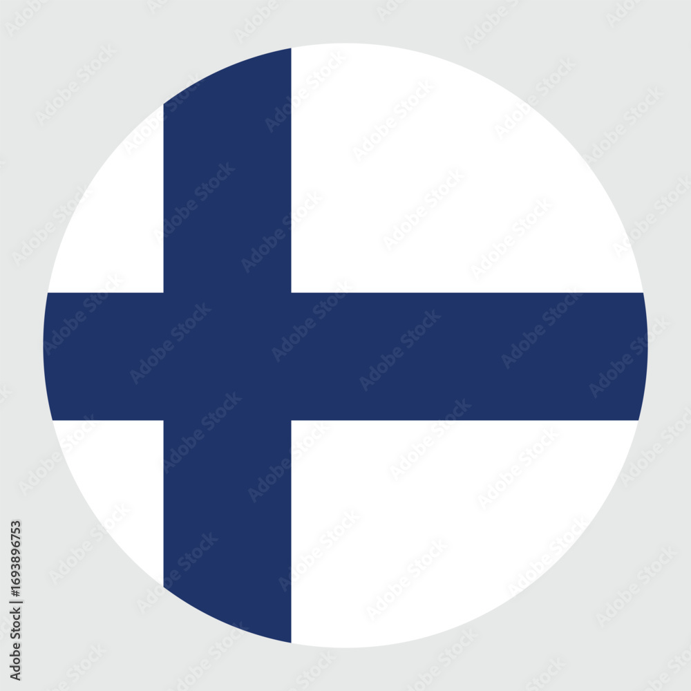 Fototapeta premium Finland Circular Flag Grey Background Emblem