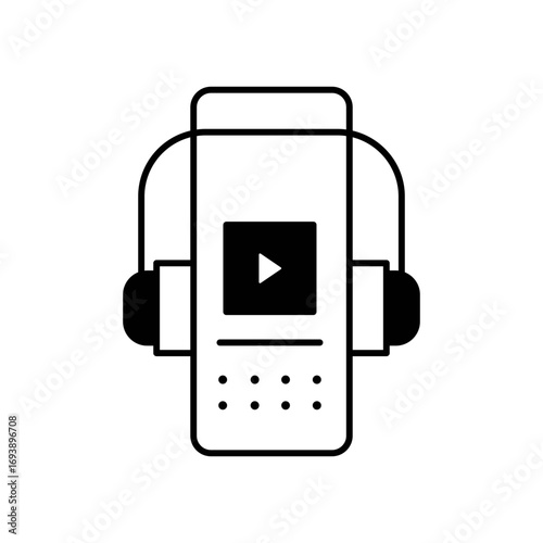 Audio Guide Headset Fill Icon: Museum and Tour