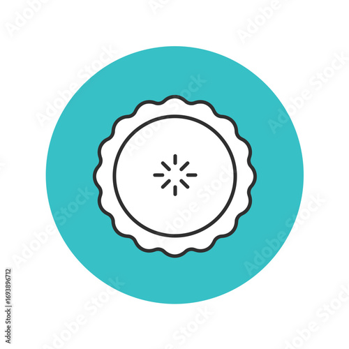 White pie icon on a turquoise background suitable for bakery websites, food blogs, dessert menus, cooking apps, and recipe illustrations.