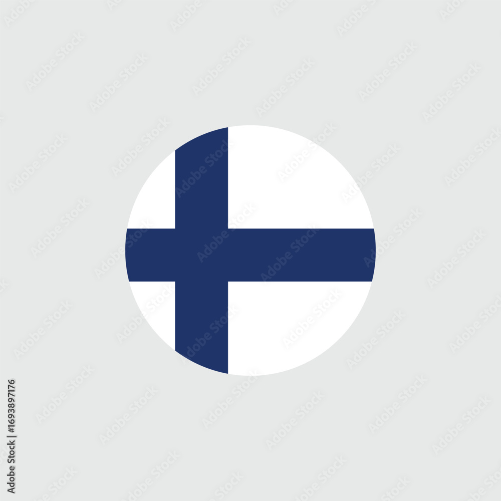 Obraz premium Finland National Flag Circular Design Grey Background Emblem 