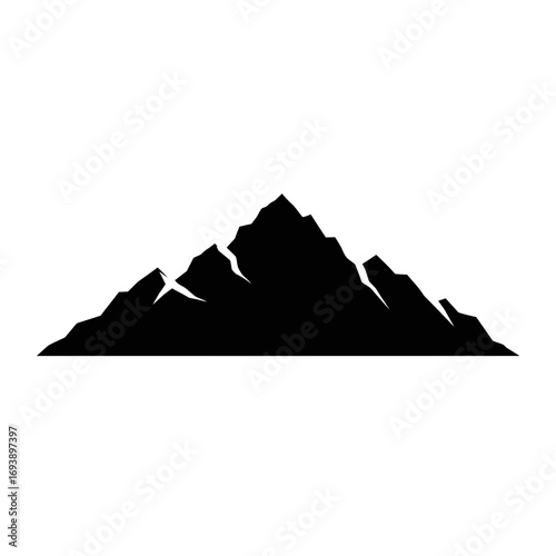 Silhouette of a mountain with jagged peaks, suitable for outdoor and adventure themes in design and marketing materials.
