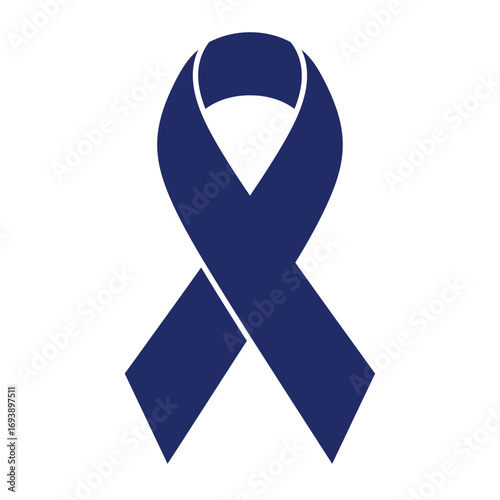 Navy blue awareness ribbon on white, suitable for raising awareness campaigns, social media graphics, charity posters, and mental health awareness.