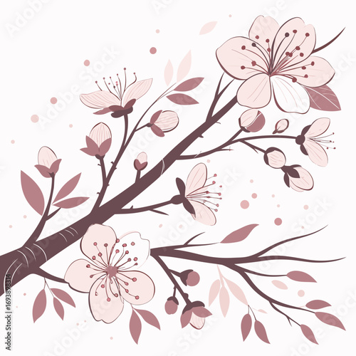 A delicate illustration of cherry blossoms, capturing the essence of spring and natural beauty in a minimalist design