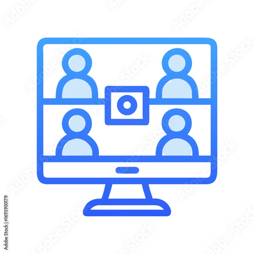 Virtual Meeting Graphic Depicting Remote Team Collaboration and Online Communication Platform