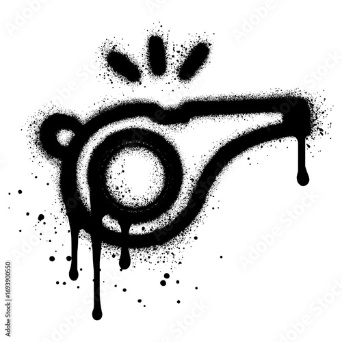 Whistle graffiti with black spray paint. vector illustration.